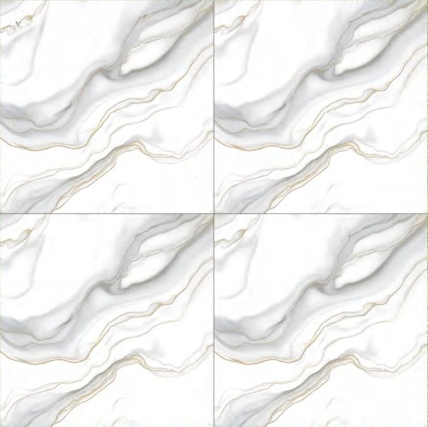 White Patterned Glossy Tile CP4457 – 40x40 Elegant Marble Look