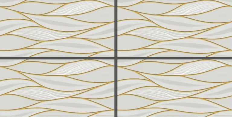 GP3611 white gold patterned glossy tile 30x60 with wave design for walls and backsplashes