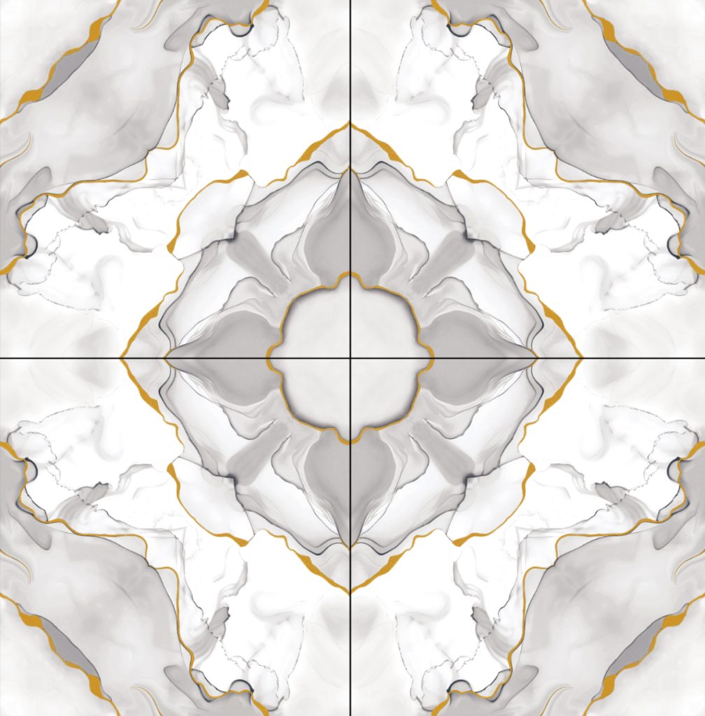 White Patterned Glossy Tile GP6614 – 60x60