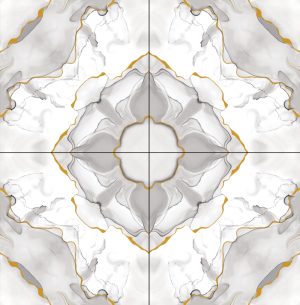 White Patterned Glossy Tile GP6614 – 60x60