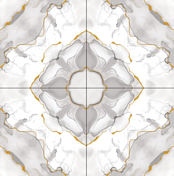 White Patterned Glossy Tile GP6614 – 60x60