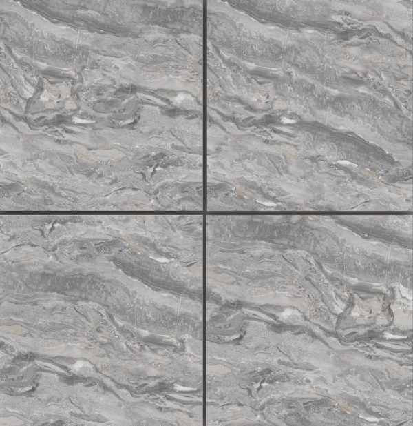 Gray Patterned Glossy Tile PD6652 – 60x60 Premium Marble Look