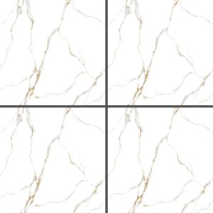 White Patterned Glossy Tile PD6680 – 60x60 Premium Marble-Look Tile