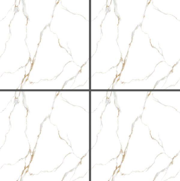 White Patterned Glossy Tile PD6680 – 60x60 Premium Marble-Look Tile