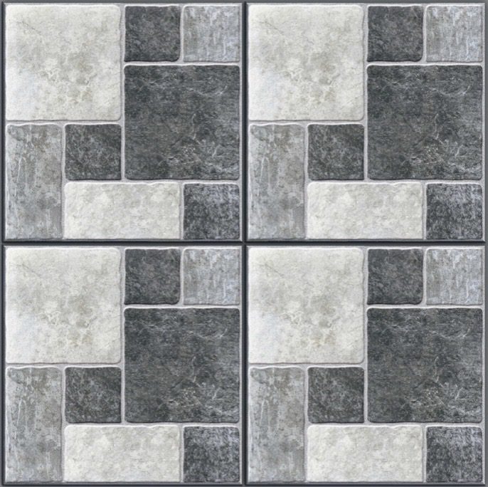 RC4409s Premium Rustic Gray Stone-Look Tile – 40x40 with block mosaic design in gray tones