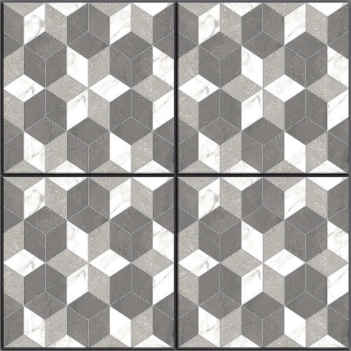 RC4415 Premium Geometric Patterned Matte Tile – 40x40 porcelain with cube geometric print
