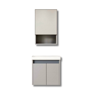 HBC002D-Taupe-Lavatory with 2 Door Cabinet-HOMEMAX HBC002D Taupe Lavatory with 2 Door Cabinet