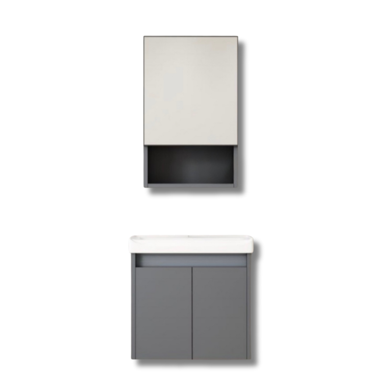 HBC002DG-Dark Gray-Lavatory with 2 Door Cabinet-HOMEMAX