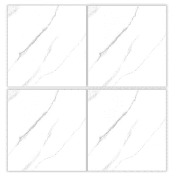 BMD65002 white marble-look glazed porcelain tile 60x60 gray vein design