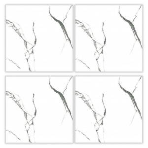 BMD65013S glossy white marble-look glazed porcelain tile 60x60 gray vein design