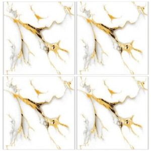 LSG4417 gold vein marble-look glazed porcelain tile 40x40 white marble design