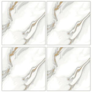 LSQ15 white marble look glazed porcelain tile 60x60 with soft gray and gold veining