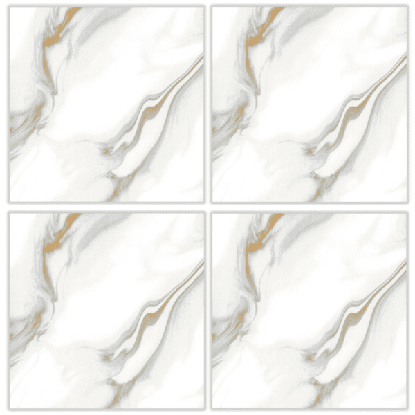 LSQ15 white marble look glazed porcelain tile 60x60 with soft gray and gold veining