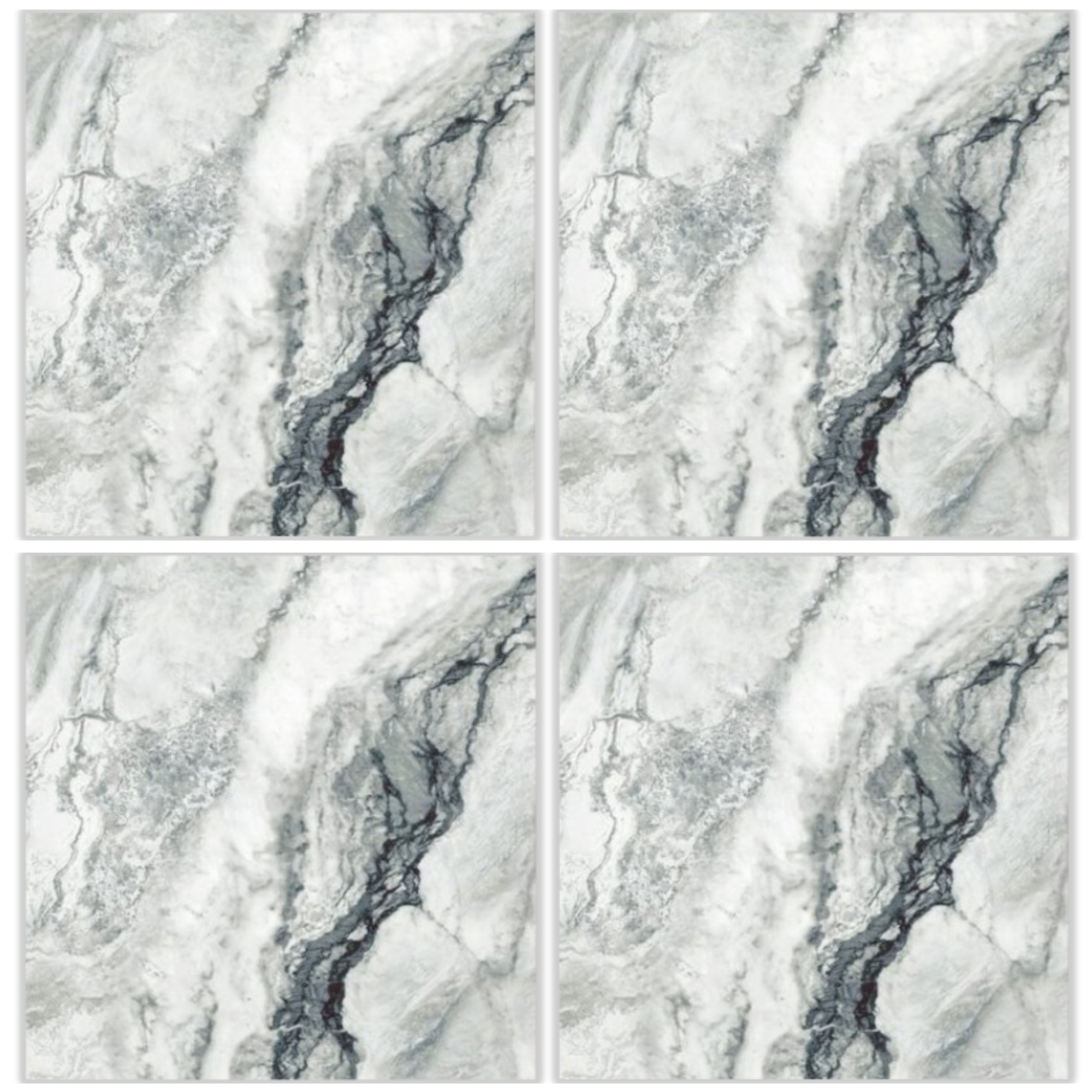 LSQ687 White Marble-Look Glazed Porcelain Tile – 60x60 Gray & Charcoal Veining