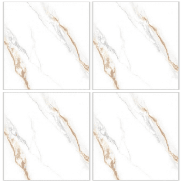 LTP6202 white marble look glazed porcelain tile 60x60 with soft gold and gray veining