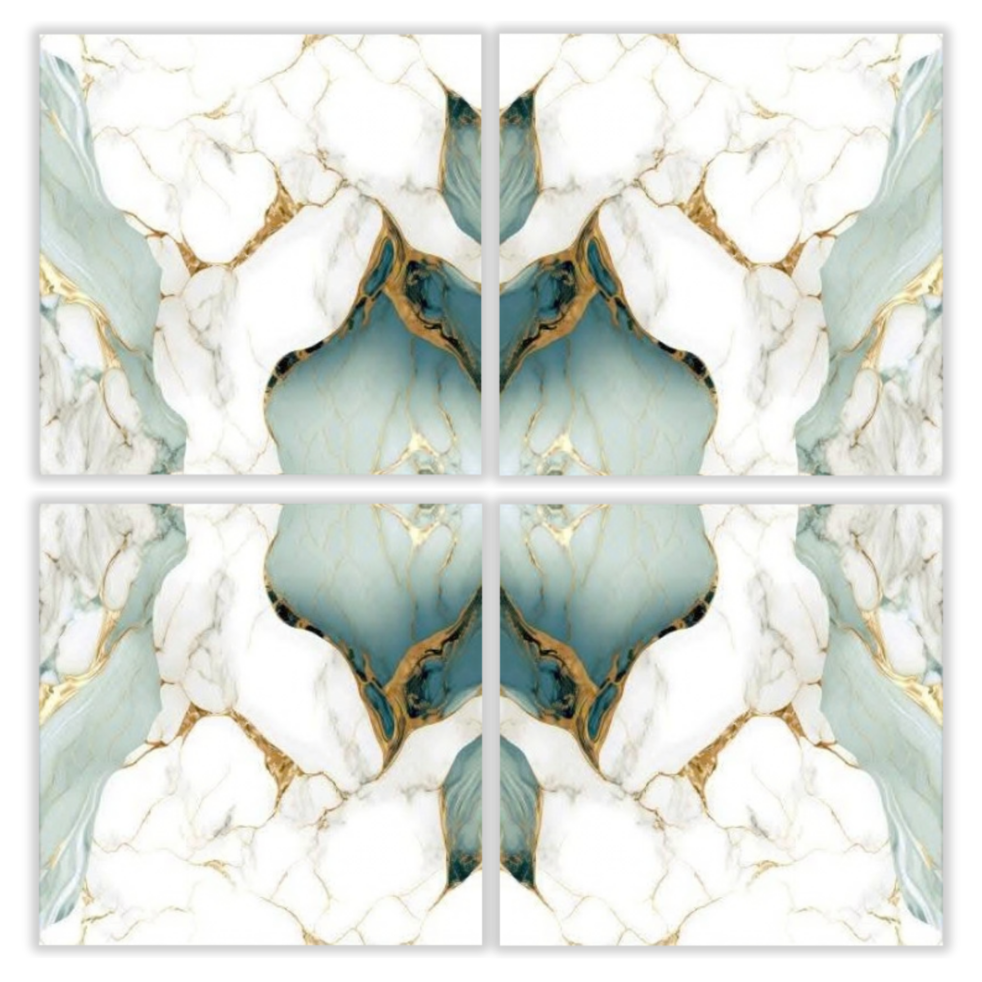 LTP6228H white teal marble look glazed porcelain tile 60x60 gold vein bookmatch