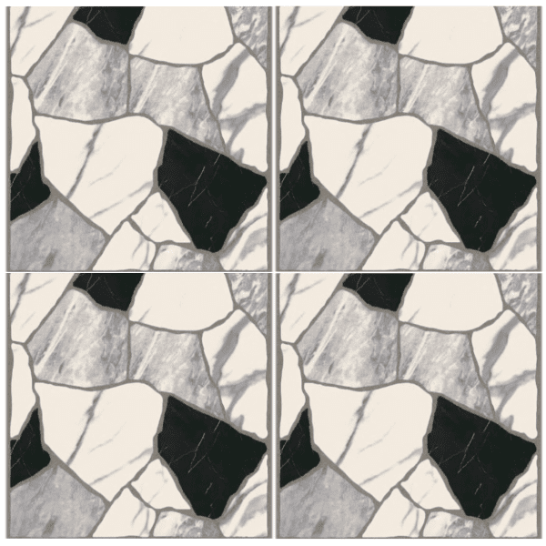 LTR6127 White, Light Gray & Charcoal Stone Mosaic Matte Porcelain Tile – 60x60