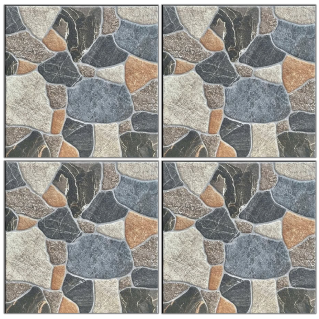 LTR6131 multicolor stone mosaic matte porcelain tile 60x60 pebble stone design