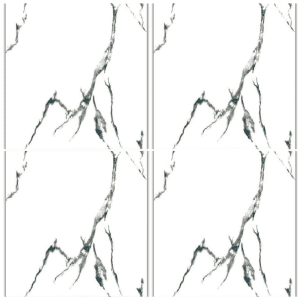 LTR6662 white marble-look matte porcelain tile 60x60 charcoal vein design