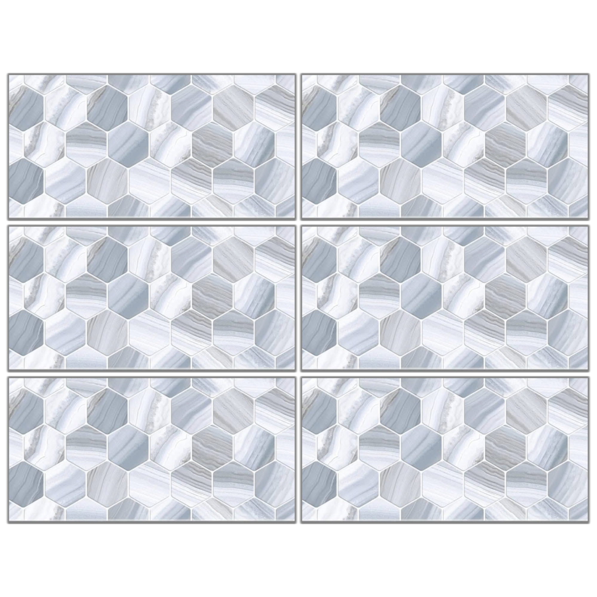 LTG336622 blue gray hexagon mosaic marble look glazed porcelain tile 30x60 matte finish